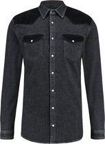 Purewhite -  Heren Slim Fit    Overhemd  - Zwart - Maat XS
