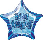 Blauwe ster ballon Happy Birthday - Feestdecoratievoorwerp