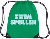 Zwemspullen rugzakje groen - nylon zwemtas met rijgkoord - tas voor zwemles