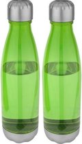 2x Groene drinkflessen/waterflessen met schroefdop 650 ml - Sportfles - BPA-vrij