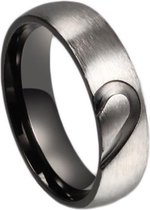 Titanium ring voor hem met half hart (19 mm, maat 9)