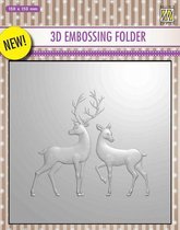EF3D008 Nellie Snellen 3D Embossingfolder raindeer - rendieren embossing folder mal - rendier 150x150mm