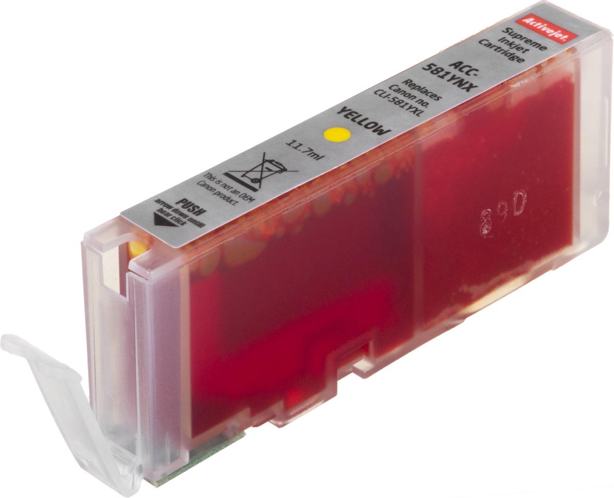 ActiveJet ACC-581YNX-inkt voor Canon-printer; Canon CLI-581Y XL Vervanging; Opperste; 11.70 ml; geel.