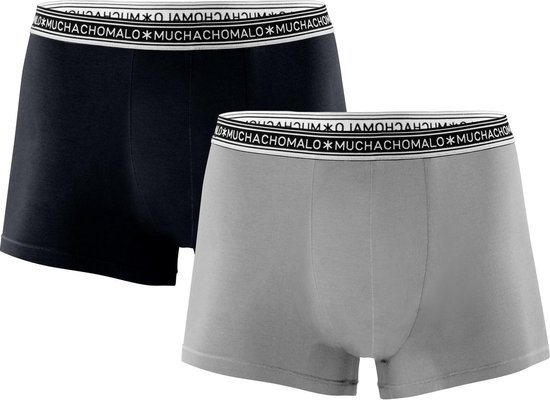 Muchachomalo Hommes Hommes Boxer Shorts Noir Et Gris Bambou Coton Lot de 2 - M
