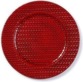 Rond rode kaarsenplateau/kaarsenbord met gevlochten patroon 33 cm - onderbord / kaarsenbord / onderzet bord voor kaarsen