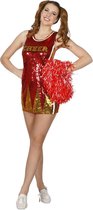 Paillettenjurk cheerleader rood/goud voor dame