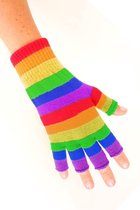 Vingerloze handschoenen regenboog gestreept