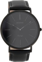 OOZOO Vintage C7301 - Horloge - Leer - Zwart - 44 mm