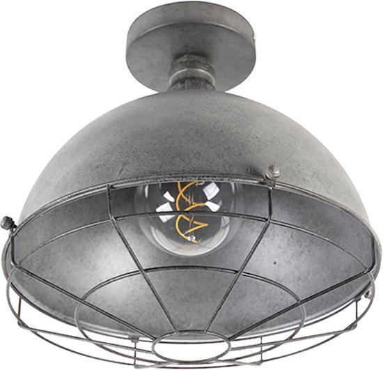 QAZQA Industriele plafondlamp antiek zilver 30cm - Vigorous