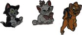 Petra's Sieradenwereld - Broche set Katten 3 stuks gekleurd metaal (114)