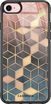 iPhone 8/7 hoesje glass - Cubes art | Apple iPhone 8 case | Hardcase backcover zwart