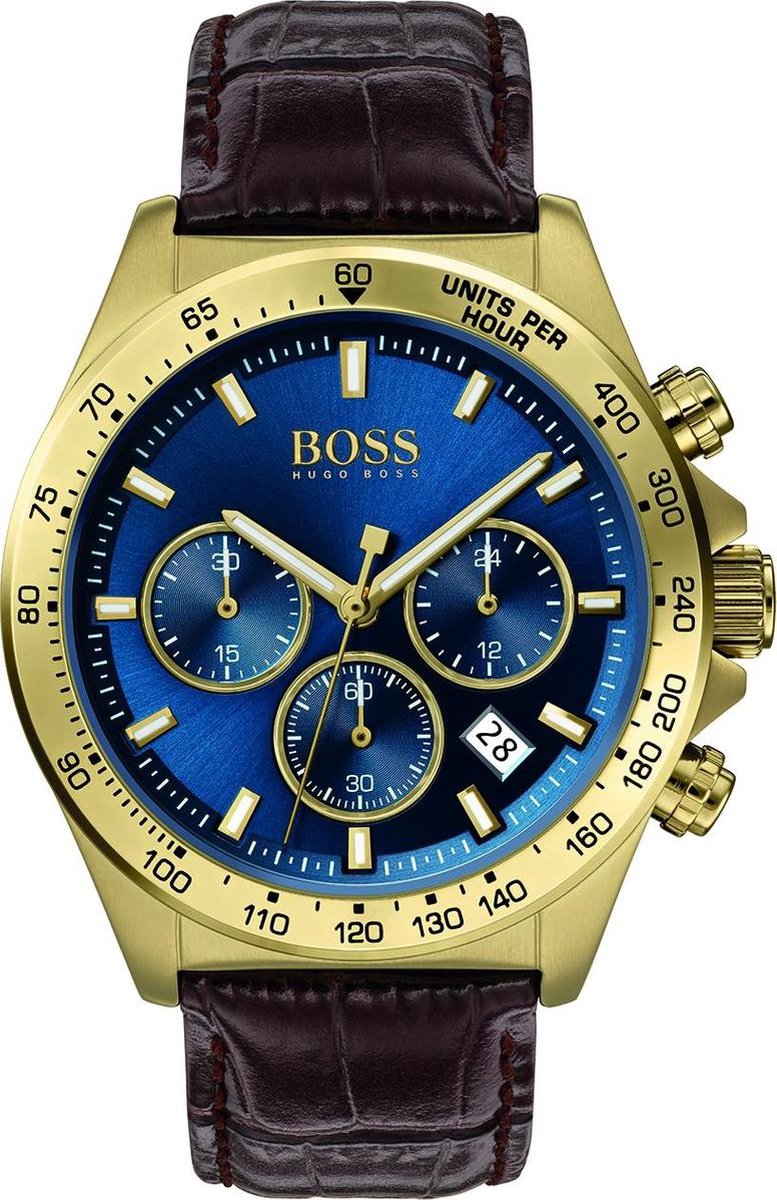 Hugo Boss - 1513756 - Mannen - Horloge - Leer - Bruin - Ø 43 mm