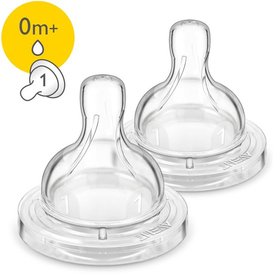 Philips Avent Anti-colic Baby Bottle Newborn Flow 0m+ maat 1, 2 stuks flesspeen van Philips Avent — afbeelding 2