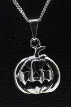 Zilveren Haloween pompoen ketting hanger