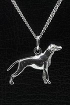 Zilveren Vizsla staande hond korthaar met staart ketting hanger - groot