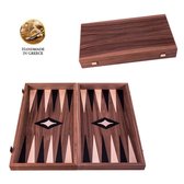 Amerikaans Eiken Walnoot Backgammonspel - Luxe - 48x26cm Pearl Stenen - Rode accenten  Top Kwaliteit