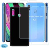 Silicone Soft Back Cover Hoesje Geschikt voor: Samsung Galaxy A40 Zwart TPU Siliconen Soft + 2X Tempered Glass Screenprotector