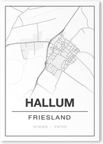 Poster/plattegrond HALLUM - 30x40cm