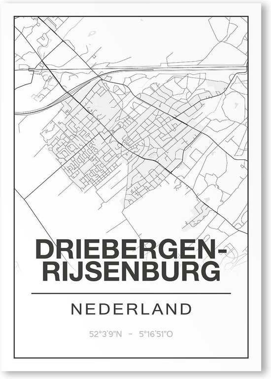 Poster/plattegrond DRIEBERGEN-RIJSENBURG - 30x40cm | bol.com