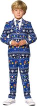 OppoSuits Merry Mario - Jongens Kostuum - Blauw - Kerstpak - Maat 92/98