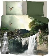 Snoozing Waterfalls - Dekbedovertrek - Lits-jumeaux - 260x200/220 cm + 2 kussenslopen 60x70 cm - Groen