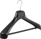 De Kledinghanger Gigant - 40 x Mantel / kostuumhanger kunststof zwart met schouderverbreding en broeklat, 43 cm