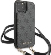 iPhone 11 Pro Max Backcase hoesje - Guess - Effen Grijs - Kunstleer