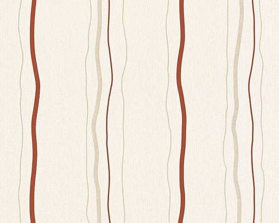 STREPEN BEHANG | Landelijk - beige creme rood - A.S. Création Simply Stripes