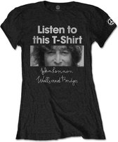 John Lennon Dames Tshirt -L- Listen Lady Zwart