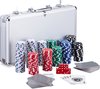 Afbeelding van het spelletje relaxdays pokerkoffer pokerset - 300 laser chips - 2 kaartspellen - dobbelsteen - buttons