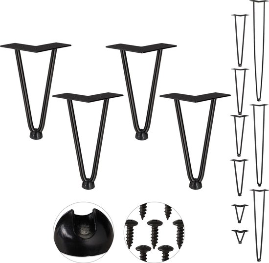 Inleg Een effectief werkelijk Relaxdays hairpin poten - tafelpoten metaal zwart - meubelpoot - set van 4  - haarspeld... | bol.com