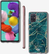 HappyCase Samsung Galaxy A71 Hoesje Flexibel TPU Aqua Marmer Print