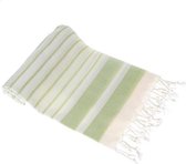 Pareo Hamamdoek Aquastreeps Green 190x90 - 190x90cm - Pareo - Omslagdoek - Ultradun Strandlaken - Sneldrogende Saunadoek - Saunalaken - Stranddoek - Reishanddoek - Sneldrogende han