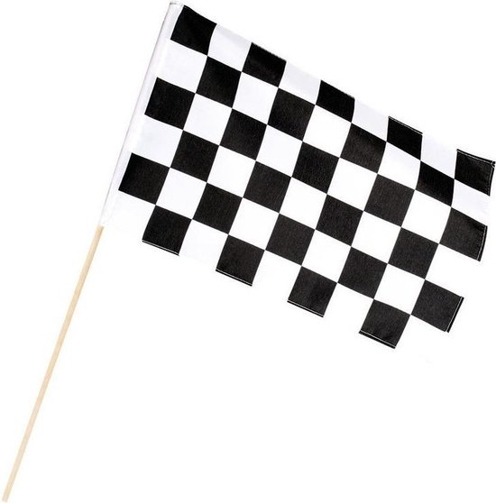 2x Finish vlag zwaaivlag wit/zwart geblokt 30 x 45 cm - Formule 1 vlag - Race vlaggen