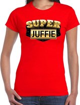 Super Juffie cadeau t-shirt rood voor dames - kadoshirt voor de juf / leerkracht / juffrouw / lerares S