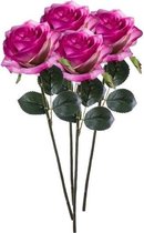 4 x Paars/roze roos Simone steelbloem 45 cm - Kunstbloemen