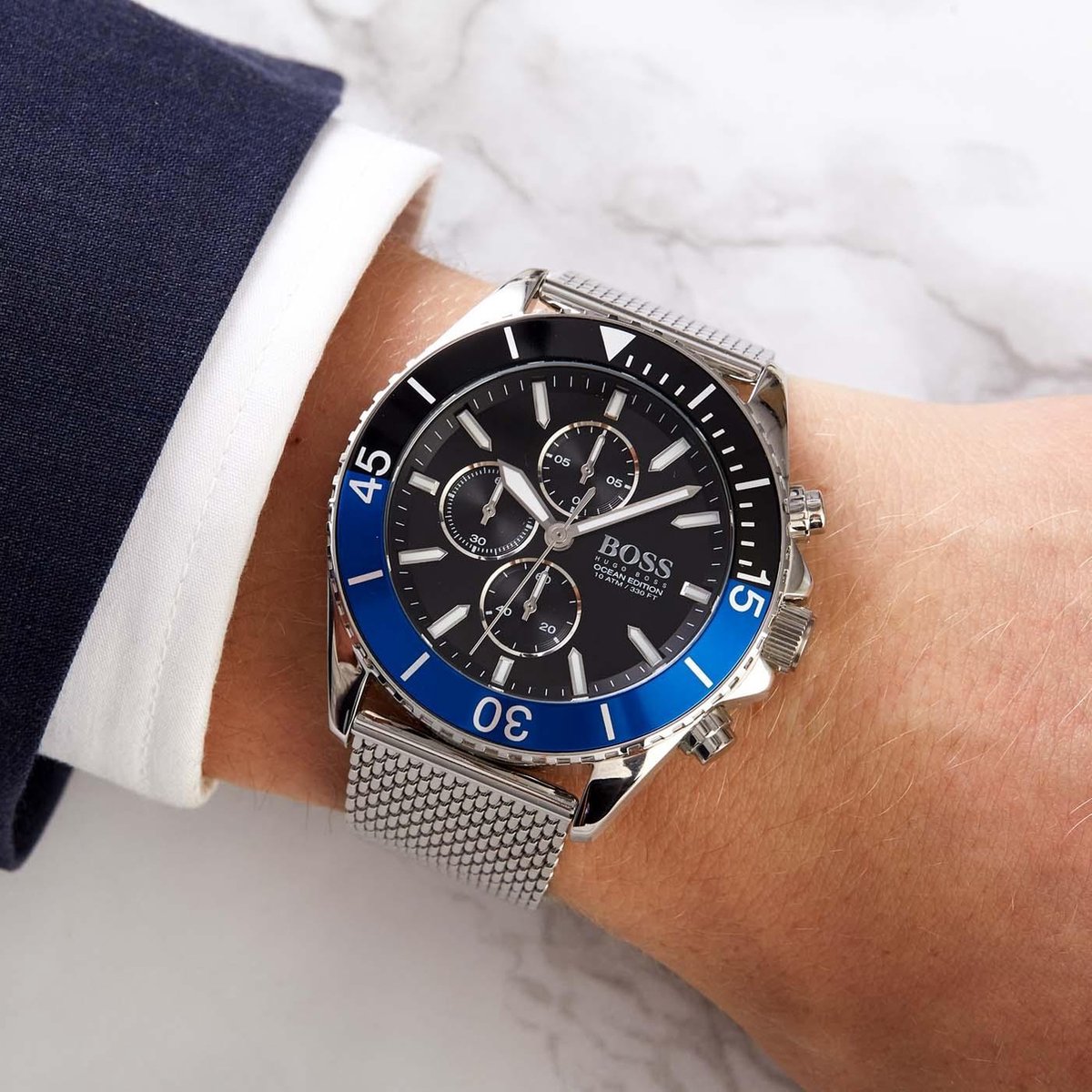 bol.com | BOSS HB1513742 OCEAN EDITION - Polshorloge - Staal -  Zilverkleurig - Ø 46 mm