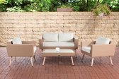 Clp Kiruna Loungeset - 1,25 mm vlak polyrattan - zand - 45 cm (lichtbruin) crème wit