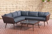 Clp Skara Hoek loungeset - 1,25mm vlak Polyrattan - bruin gemêleerd - Grijs 45 cm (donkerbruin)