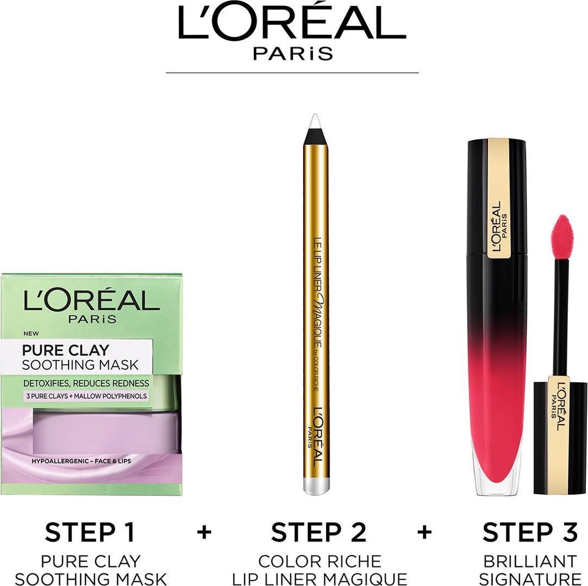 L'Oréal Paris glanslippenstift in de kleur roze met zwart-gouden huls.