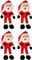 4x Kerst decoratie Kerstmannen pop van pluche 41 cm - Kerstdecoratie Kerstmannen poppen