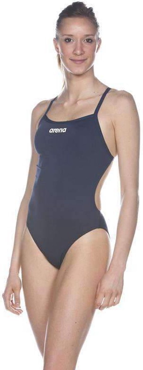 arena Solid Light Tech High One Piece Swimsuit Dames, navy - white 36 | US 32 — afbeelding 6