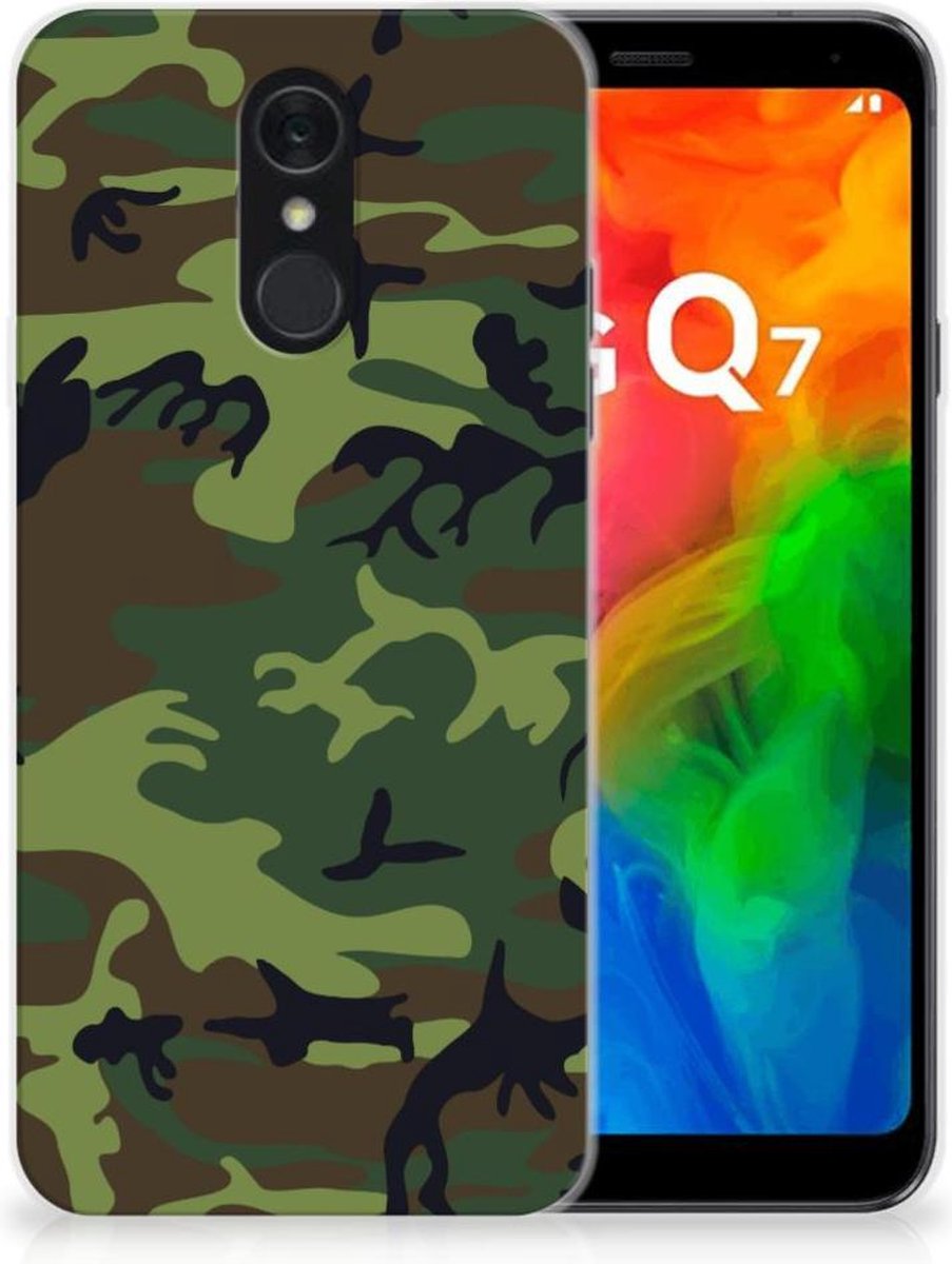 Back Cover voor LG Q7 TPU bumper Army Dark