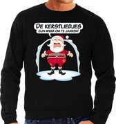 Foute Kersttrui / sweater - de kerstliedjes zijn weer om te janken - Haat aan kerstmuziek / kerstliedjes - zwart - heren - kerstkleding / kerst outfit S (48)