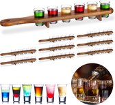 Relaxdays 9x shotglas set met plank - serveerplank - 54 glaasjes - 4 cl shotglaasjes