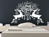 3D Sticker Decoratie Mery Kerst Dubbele Rendieren Met Mooie Sneeuwvlokken Muursticker Muurschildering Nieuwjaar Vinyl Leuk Behang