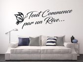 3D Sticker Decoratie Franse muur tekst sticker sticker Franse Decoratiekamer alles begint met een droom woonkamer Hom decor