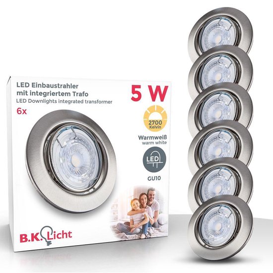 B.K.Licht - Inbouwspots - LED - 6 stuks - dimbaar - voor binnen met GU10 -... | bol.com
