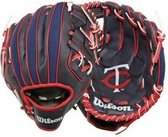 Wilson WTA02RB16 Jeugd Honkbalhanschoen 10 Inch MLB Team Twins - Linkshandig vangen