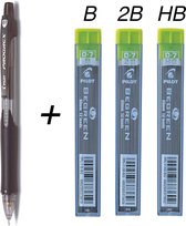 Crayon mécanique PILOT Progrex 0,7 mm + kit de recharge - Crayon de pression rechargeable avec recharges B, 2B et HB